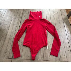 Wolford Red Turtleneck Colorado Long Sleeve Bodysuit Opaque Size Medium